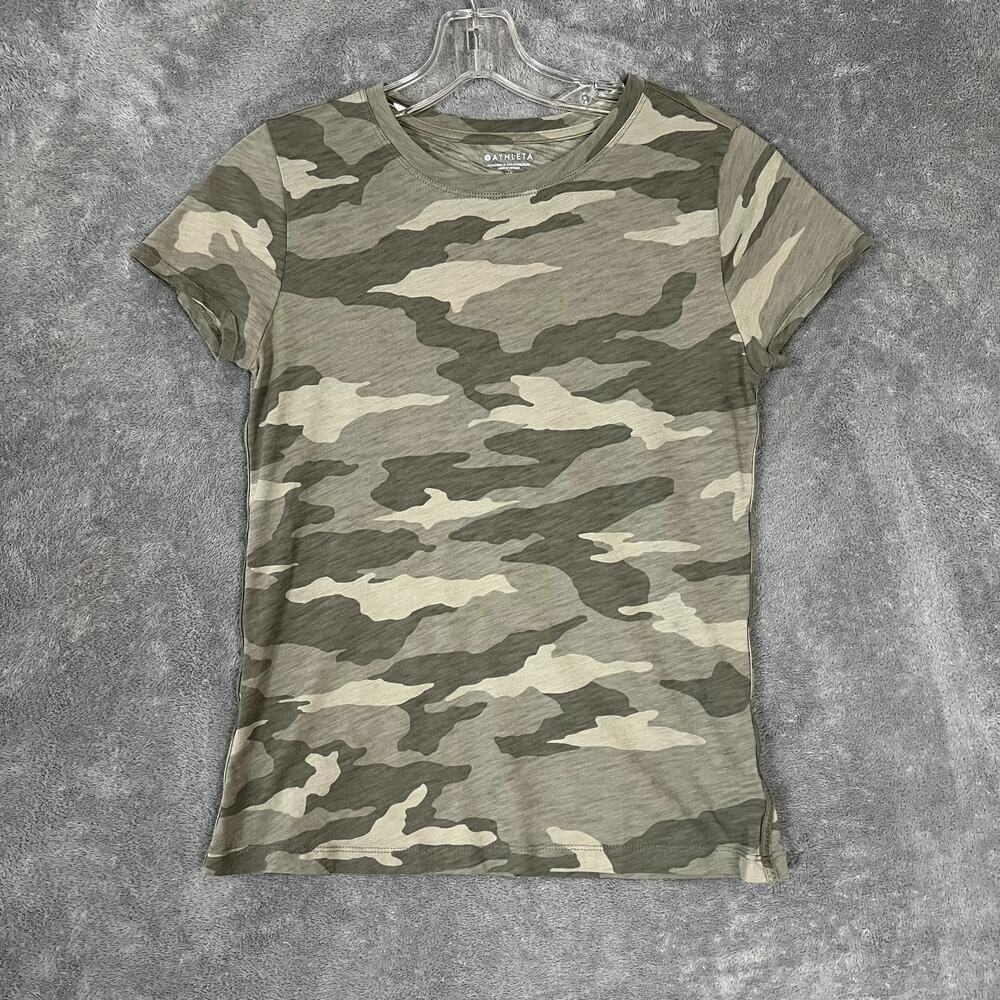 Athleta Camo Crew Tshirt Womens XS Soft Stretch Performance Workout